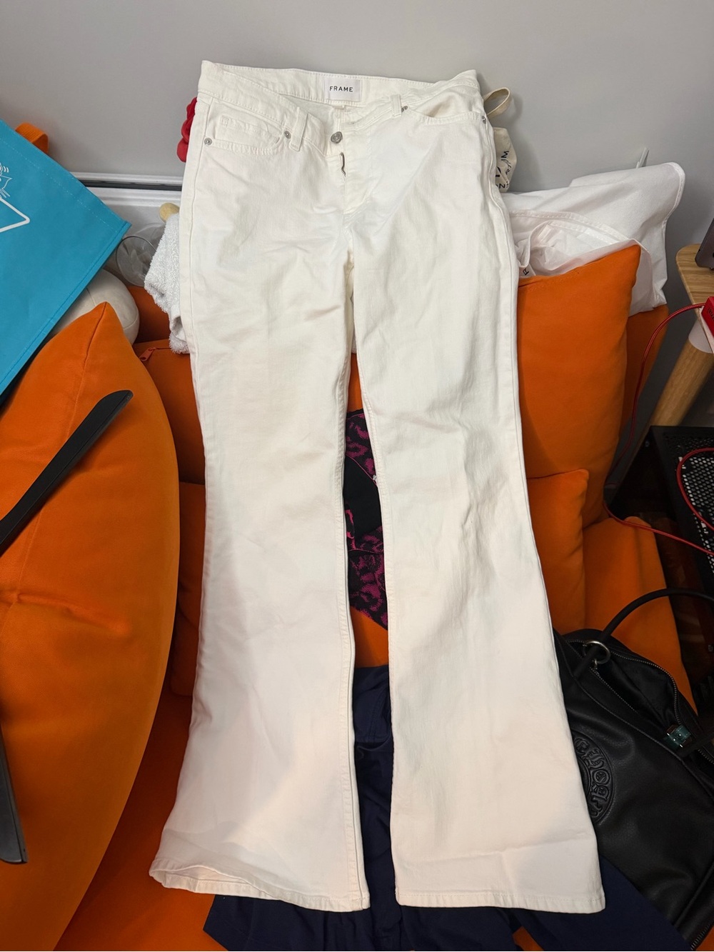 FRAME Le High Flare White Jeans Size 26 High Rise Flare Denim